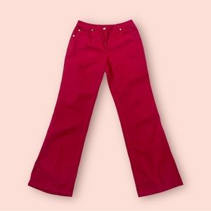 St. John Sport Women’s 6 Cotton Twill Pocket Pant Red High Rise Flare Stretch